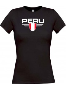 Lady T-Shirt Peru, Wappen mit Wunschnamen und Wunschnummer Land, Länder