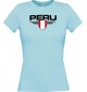 Lady T-Shirt Peru, Wappen mit Wunschnamen und Wunschnummer Land, Länder, hellblau, L