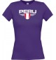 Lady T-Shirt Peru, Wappen mit Wunschnamen und Wunschnummer Land, Länder, lila, L