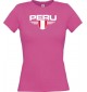 Lady T-Shirt Peru, Wappen mit Wunschnamen und Wunschnummer Land, Länder, pink, L