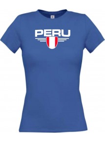 Lady T-Shirt Peru, Wappen mit Wunschnamen und Wunschnummer Land, Länder, royal, L