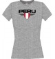 Lady T-Shirt Peru, Wappen mit Wunschnamen und Wunschnummer Land, Länder, sportsgrey, L
