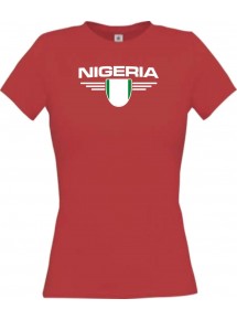 Lady T-Shirt Nigeria, Wappen mit Wunschnamen und Wunschnummer Land, Länder