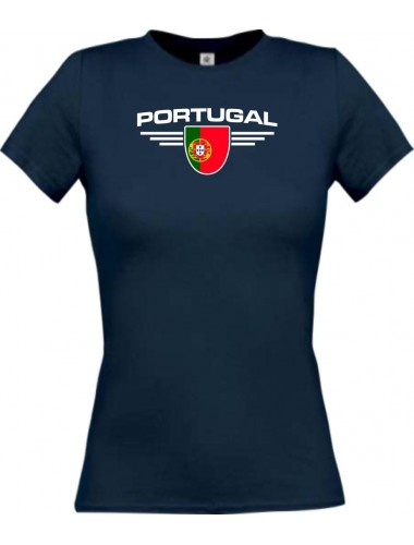 Lady T-Shirt Portugal, Wappen mit Wunschnamen und Wunschnummer Land, Länder