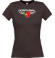 Lady T-Shirt Portugal, Wappen mit Wunschnamen und Wunschnummer Land, Länder, braun, L