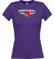 Lady T-Shirt Portugal, Wappen mit Wunschnamen und Wunschnummer Land, Länder, lila, L