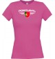 Lady T-Shirt Portugal, Wappen mit Wunschnamen und Wunschnummer Land, Länder, pink, L