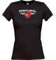 Lady T-Shirt Portugal, Wappen mit Wunschnamen und Wunschnummer Land, Länder, schwarz, L