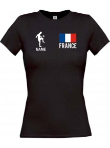 Lady T-Shirt Fussballshirt France Frankreich mit Ihrem Wunschnamen bedruckt,