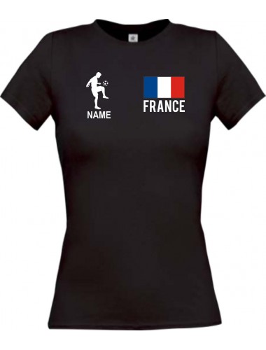 Lady T-Shirt Fussballshirt France Frankreich mit Ihrem Wunschnamen bedruckt,
