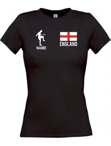 Lady T-Shirt Fussballshirt England mit Ihrem Wunschnamen bedruckt,