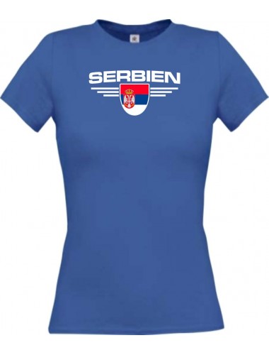Lady T-Shirt Serbien, Wappen mit Wunschnamen und Wunschnummer Land, Länder, royal, L