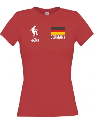 Lady T-Shirt Fussballshirt Germany Deutschland mit Ihrem Wunschnamen bedruckt,