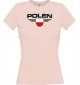 Lady T-Shirt Polen, Wappen mit Wunschnamen und Wunschnummer Land, Länder, rosa, L
