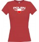 Lady T-Shirt Polen, Wappen mit Wunschnamen und Wunschnummer Land, Länder, rot, L