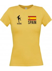 Lady T-Shirt Fussballshirt Spain Spanien mit Ihrem Wunschnamen bedruckt,