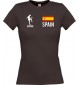 Lady T-Shirt Fussballshirt Spain Spanien mit Ihrem Wunschnamen bedruckt, braun, L