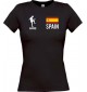 Lady T-Shirt Fussballshirt Spain Spanien mit Ihrem Wunschnamen bedruckt, schwarz, L