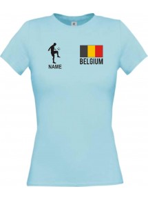 Lady T-Shirt Fussballshirt Belgium Belgien mit Ihrem Wunschnamen bedruckt,