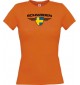 Lady T-Shirt Schweden, Wappen mit Wunschnamen und Wunschnummer Land, Länder, orange, L