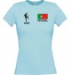 Lady T-Shirt Fussballshirt Portugal mit Ihrem Wunschnamen bedruckt, hellblau, L