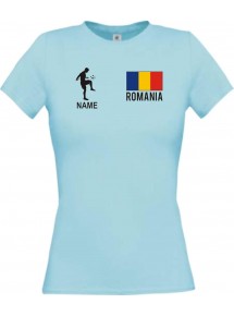 Lady T-Shirt Fussballshirt Romania Rumänien mit Ihrem Wunschnamen bedruckt,