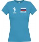 Lady T-Shirt Fussballshirt Russia Russland mit Ihrem Wunschnamen bedruckt, türkis, L