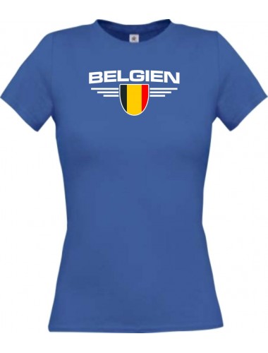 Lady T-Shirt Belgien, Wappen mit Wunschnamen und Wunschnummer Land, Länder, royal, L