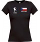 Lady T-Shirt Fussballshirt Czech Republic Tschechische Republik  mit Ihrem Wunschnamen bedruckt, schwarz, L