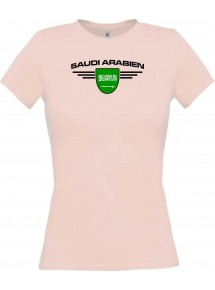 Lady T-Shirt Saudi Arabien, Wappen mit Wunschnamen und Wunschnummer Land, Länder, rosa, L