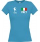 Lady T-Shirt Fussballshirt Italy Italien mit Ihrem Wunschnamen bedruckt, türkis, L