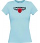 Lady T-Shirt Marokko, Wappen mit Wunschnamen und Wunschnummer Land, Länder, hellblau, L