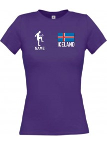 Lady T-Shirt Fussballshirt Iceland Island mit Ihrem Wunschnamen bedruckt,