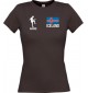 Lady T-Shirt Fussballshirt Iceland Island mit Ihrem Wunschnamen bedruckt, braun, L