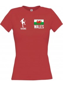 Lady T-Shirt Fussballshirt Wales mit Ihrem Wunschnamen bedruckt,