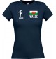 Lady T-Shirt Fussballshirt Wales mit Ihrem Wunschnamen bedruckt, navy, L