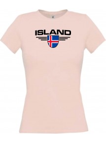 Lady T-Shirt Island, Wappen mit Wunschnamen und Wunschnummer Land, Länder