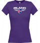 Lady T-Shirt Island, Wappen mit Wunschnamen und Wunschnummer Land, Länder, lila, L