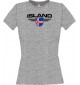 Lady T-Shirt Island, Wappen mit Wunschnamen und Wunschnummer Land, Länder, sportsgrey, L