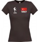 Lady T-Shirt Fussballshirt Turkey Türkei mit Ihrem Wunschnamen bedruckt, braun, L