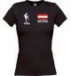 Lady T-Shirt Fussballshirt Austria Australien mit Ihrem Wunschnamen bedruckt, schwarz, L