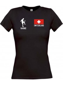 Lady T-Shirt Fussballshirt Switzerland Schweiz mit Ihrem Wunschnamen bedruckt,