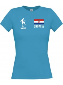 Lady T-Shirt Fussballshirt Croatia Kroatien mit Ihrem Wunschnamen bedruckt,