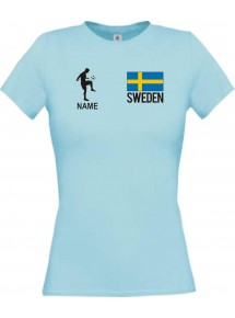 Lady T-Shirt Fussballshirt Sweden Schweden mit Ihrem Wunschnamen bedruckt,