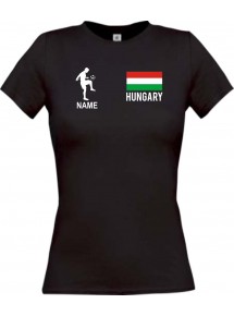 Lady T-Shirt Fussballshirt Hungary Ungarn mit Ihrem Wunschnamen bedruckt,