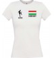 Lady T-Shirt Fussballshirt Hungary Ungarn mit Ihrem Wunschnamen bedruckt, weiss, L