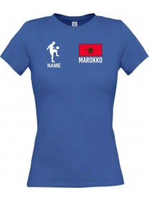 Lady T-Shirt Fussballshirt Marokko mit Ihrem Wunschnamen bedruckt, royal, L