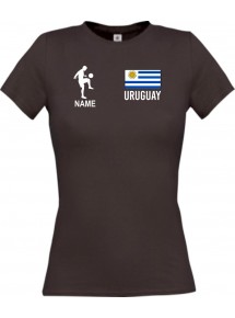 Lady T-Shirt Fussballshirt Uruguay mit Ihrem Wunschnamen bedruckt,