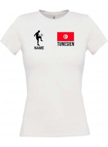Lady T-Shirt Fussballshirt Tunesien mit Ihrem Wunschnamen bedruckt,