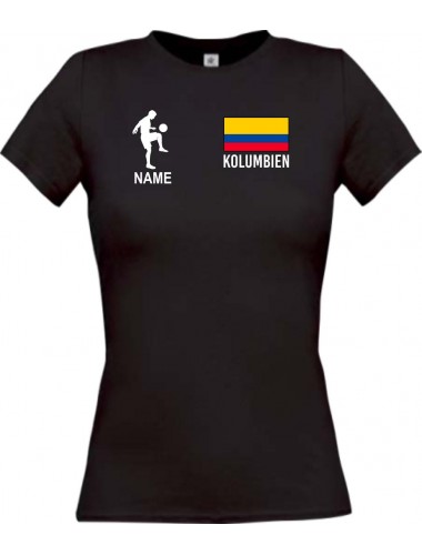 Lady T-Shirt Fussballshirt Kolumbien mit Ihrem Wunschnamen bedruckt,
